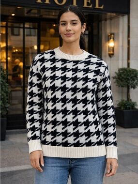 Lou & Grey Houndstooth Pullover Women’s Sweater Size Small